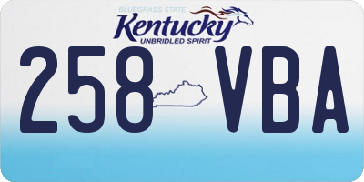 KY license plate 258VBA