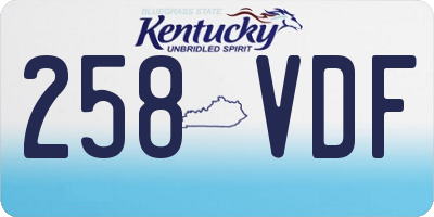 KY license plate 258VDF
