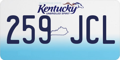 KY license plate 259JCL