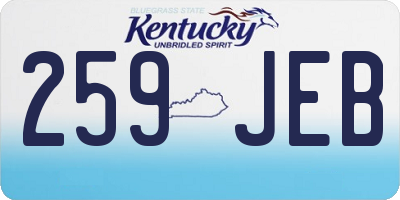KY license plate 259JEB