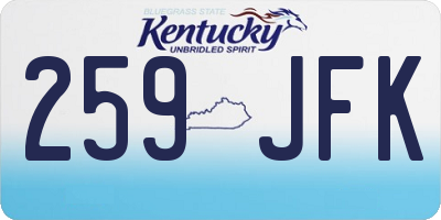 KY license plate 259JFK