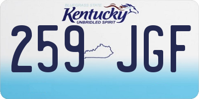KY license plate 259JGF