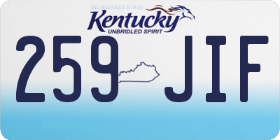 KY license plate 259JIF