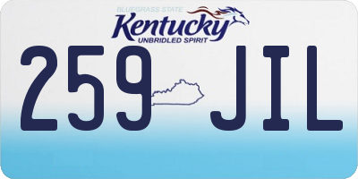 KY license plate 259JIL