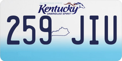 KY license plate 259JIU