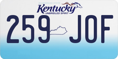 KY license plate 259JOF