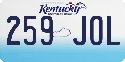 KY license plate 259JOL