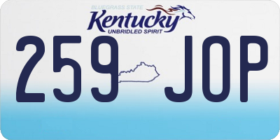 KY license plate 259JOP