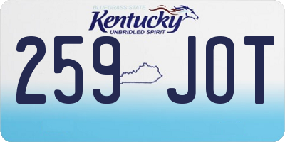 KY license plate 259JOT