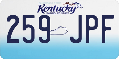 KY license plate 259JPF