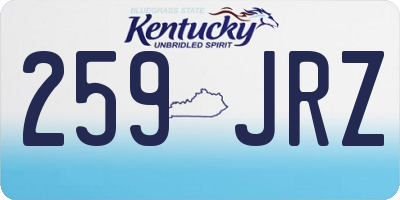 KY license plate 259JRZ