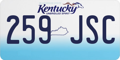 KY license plate 259JSC