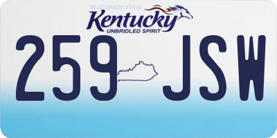 KY license plate 259JSW