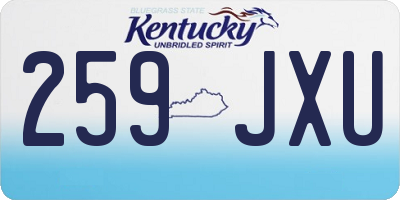 KY license plate 259JXU