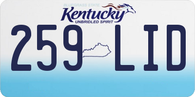 KY license plate 259LID