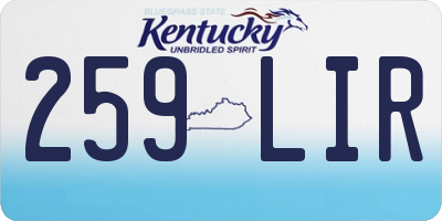 KY license plate 259LIR