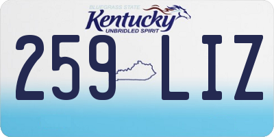 KY license plate 259LIZ