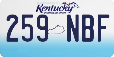 KY license plate 259NBF