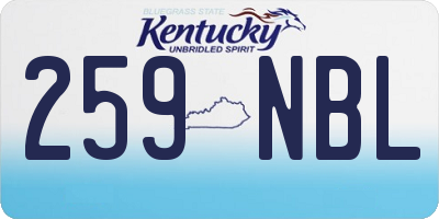 KY license plate 259NBL