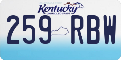 KY license plate 259RBW