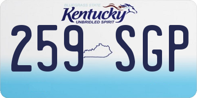 KY license plate 259SGP