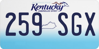 KY license plate 259SGX