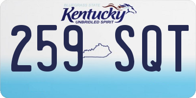 KY license plate 259SQT