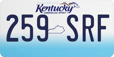 KY license plate 259SRF
