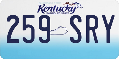 KY license plate 259SRY