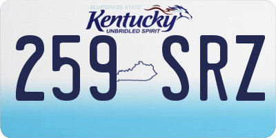 KY license plate 259SRZ