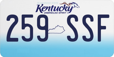 KY license plate 259SSF