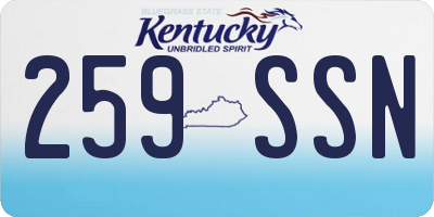KY license plate 259SSN
