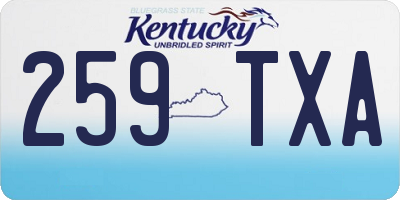 KY license plate 259TXA