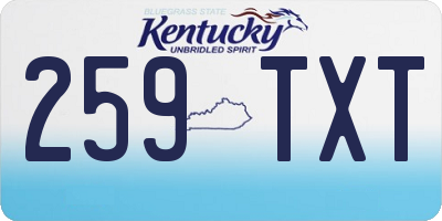 KY license plate 259TXT