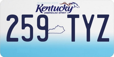 KY license plate 259TYZ