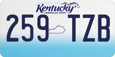 KY license plate 259TZB