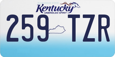 KY license plate 259TZR