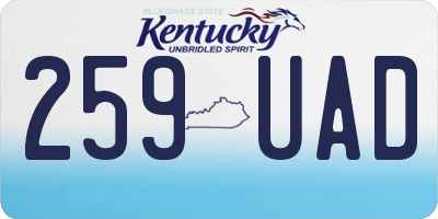 KY license plate 259UAD