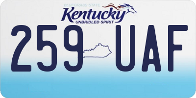KY license plate 259UAF