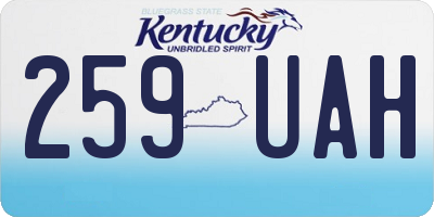 KY license plate 259UAH