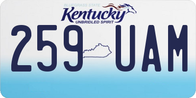 KY license plate 259UAM