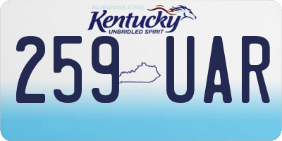 KY license plate 259UAR