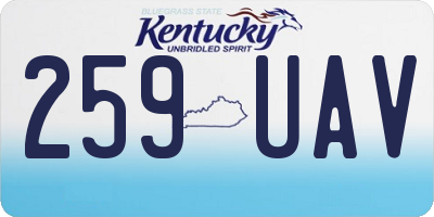 KY license plate 259UAV