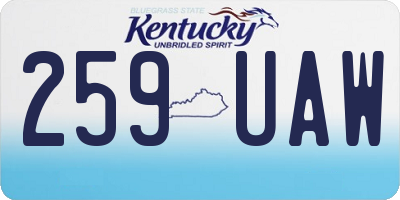 KY license plate 259UAW