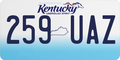 KY license plate 259UAZ