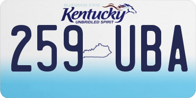KY license plate 259UBA