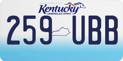KY license plate 259UBB