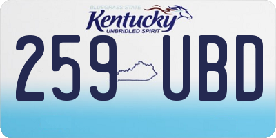 KY license plate 259UBD