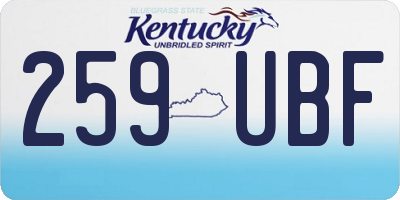 KY license plate 259UBF