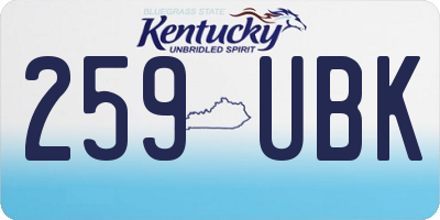KY license plate 259UBK